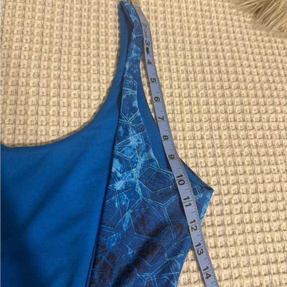 NWOT Blue Patterned One Piece Swimsuit - Picture 7 of 12